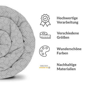 Therapiedecken Bettwäschen Set Grau geometrische Herzen