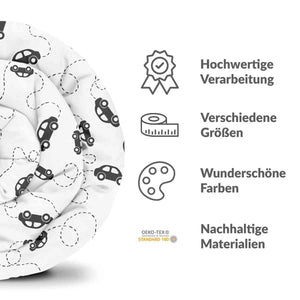 Therapiedecken Baumwollbezug mit schwarzen Autos