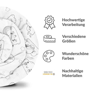 Therapiedecken Bettwäschen Set Weiß mit lustigen Wolken