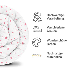 Therapiedecken Bettwäschen Set Rosa Herzen und Blumen