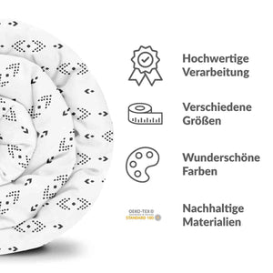 Therapiedecken Bettwäschen Set Weiß mit schwarzen Pfeilmuster