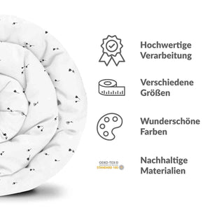 Therapiedecken Bettwäschen Set Weiß mit schwarzen Pusteblumen