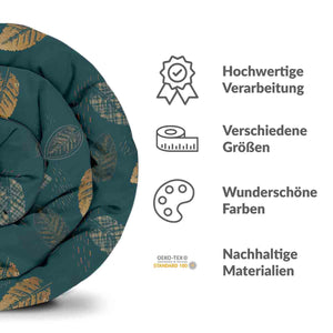 Therapiedecken Baumwollbezug Grün mit goldenem Blatt