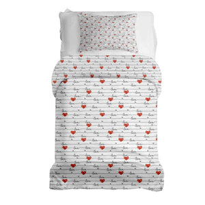 Therapiedecken Bettwäschen Set Weiß mit Love Schriftzug