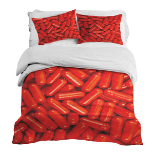 Therapiedecken Bettwäschen Set Rot Tabletten