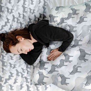 Therapiedecken Bettwäschen Set Grau mit Eseln