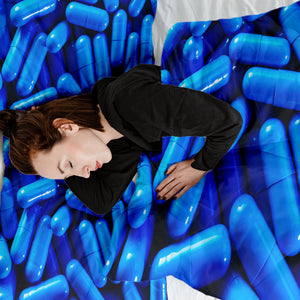 Therapiedecken Bettwäschen Set Blau Tabletten