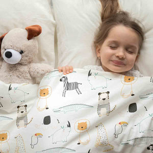 Therapiedecken Bettwäschen Set Weiß mit Zootieren